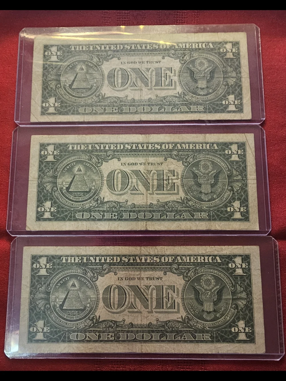 Vintage Silver Certificate One Dollar Bills - Set of 3 (Blue Seal) - Picture 2 of 5